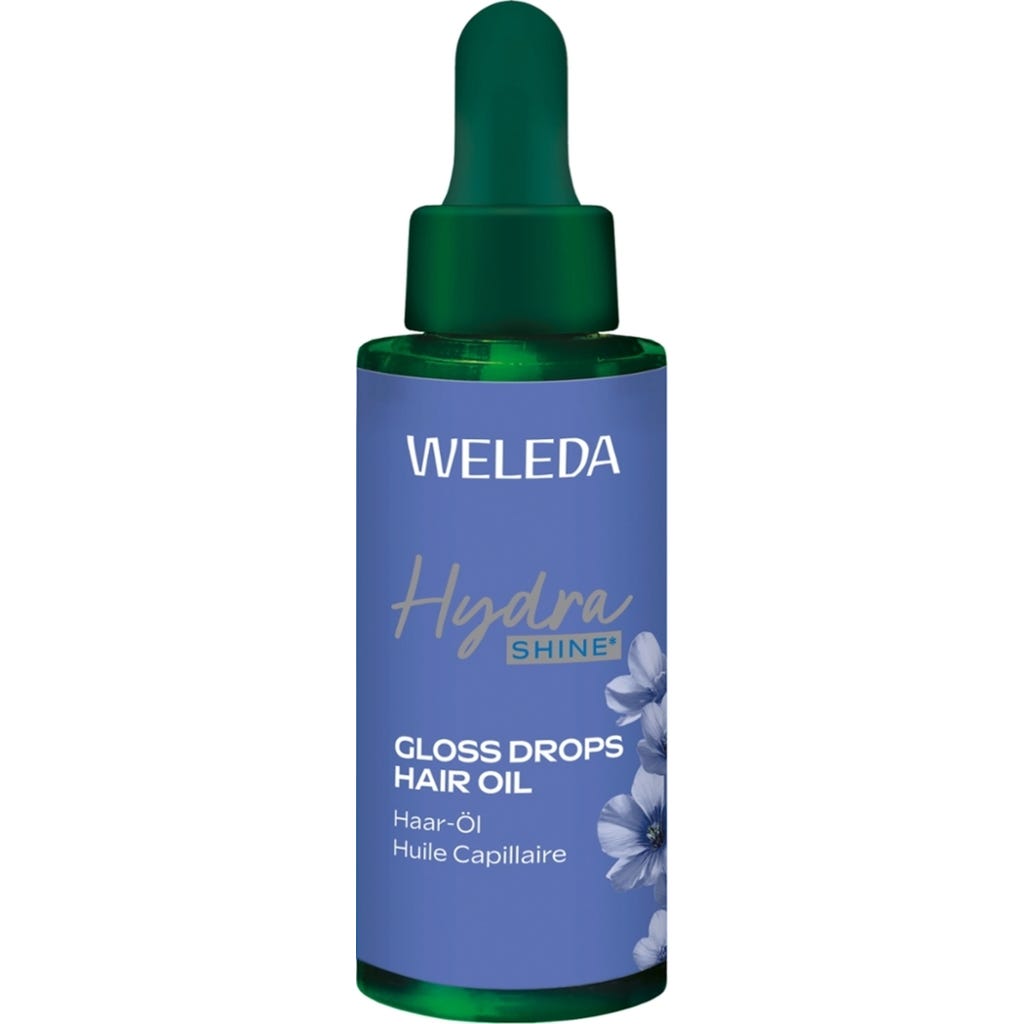 Weleda Hydra Shine Gloss Drops Hair Oil fles met pipet 30 ml